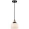 Bell 7 3/4"W Black and Antique Brass Cord Hung Mini Pendant