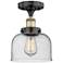 Bell 7 3/4"W Black and Brass Ceiling Light w/ Seedy Shade