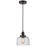Bell 7 3/4"W Oil-Rubbed Bronze and Seedy Glass Mini Pendant