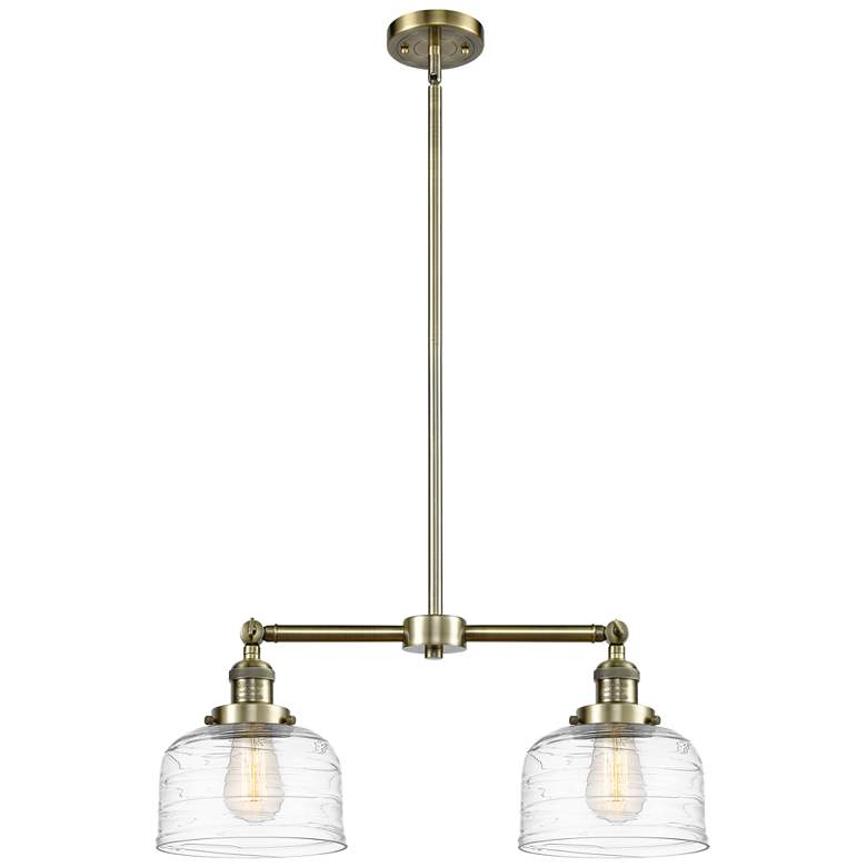 Image 1 Bell 8" - 2 Light 21" Island Light - Antique Brass - Clear Deco