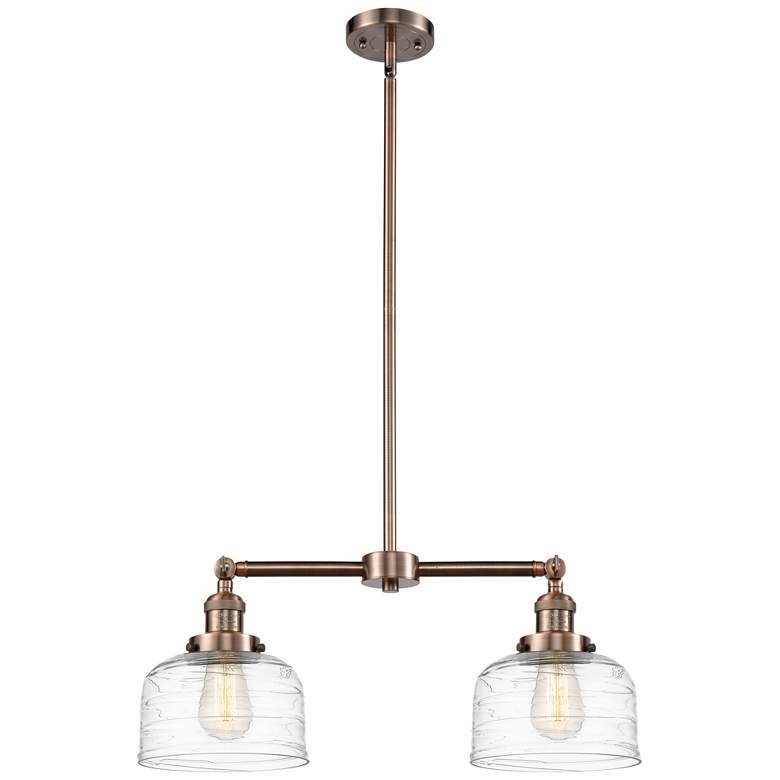 Image 1 Bell 8" - 2 Light 21" Island Light - Antique Copper - Clear Deco