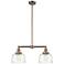 Bell 8" - 2 Light 21" Island Light - Antique Copper - Clear Deco