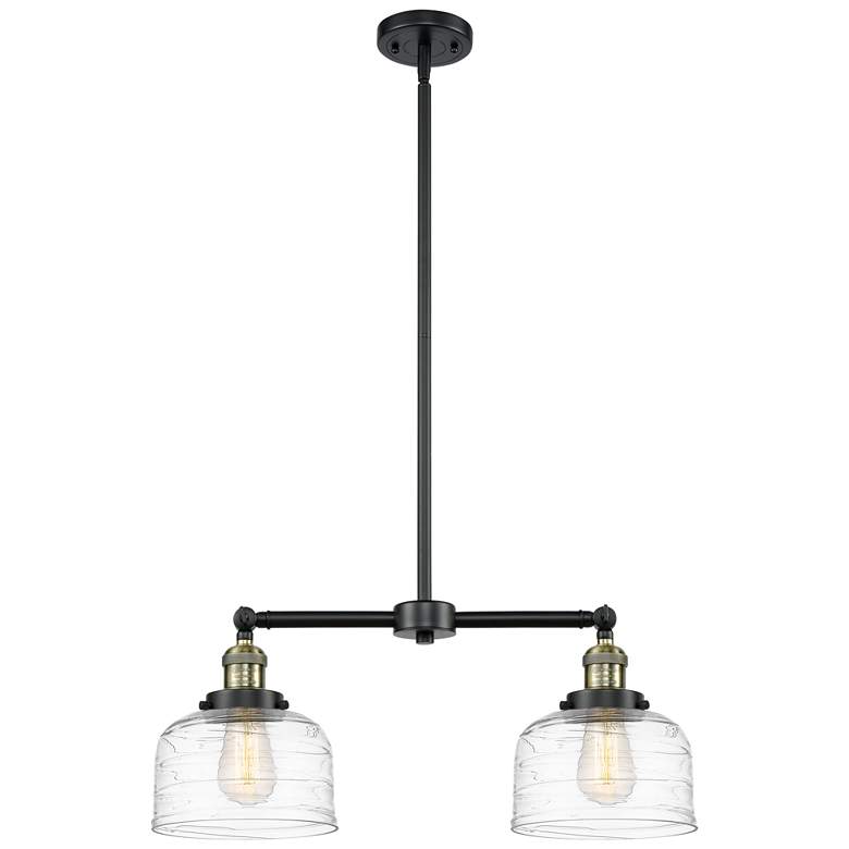 Image 1 Bell 8" - 2 Light 21" Island Light - Black Brass - Clear Deco Sw