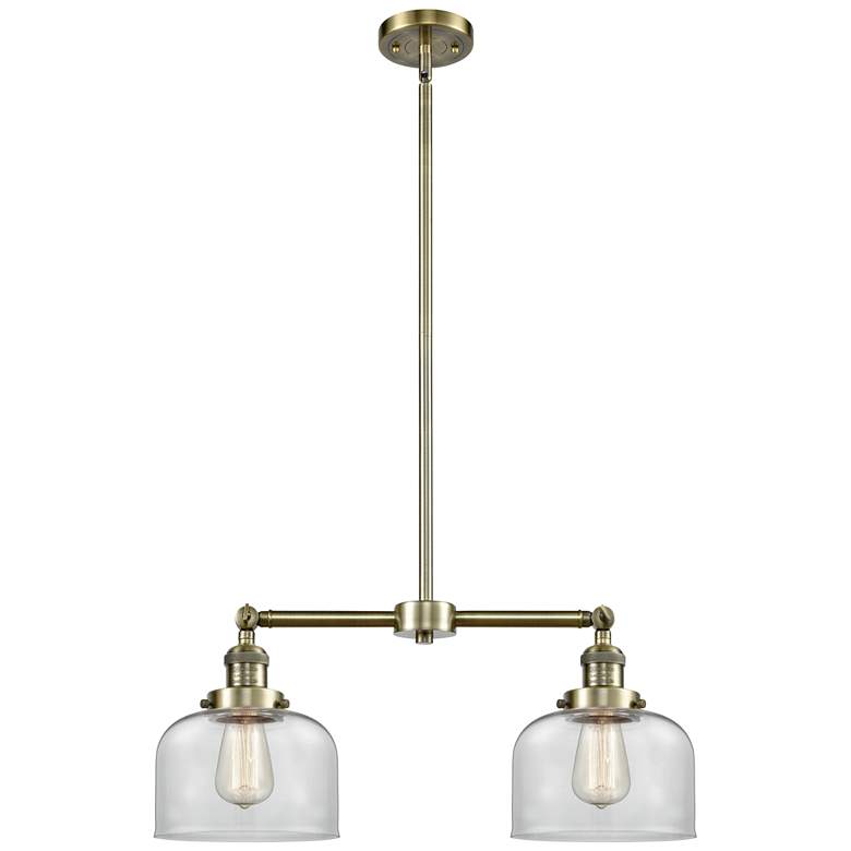 Image 1 Bell 8" - 2 Light 21" LED Island Light - Antique Brass - Clear S