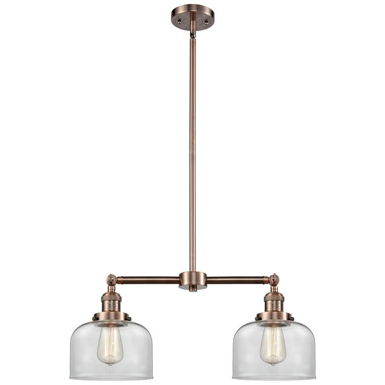 Image 1 Bell 8" - 2 Light 21" LED Island Light - Antique Copper - Clear
