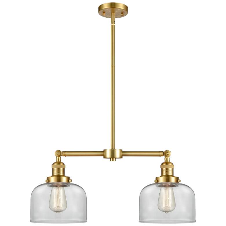 Image 1 Bell 8" - 2 Light 21" LED Island Light - Satin Gold - Clear Shad