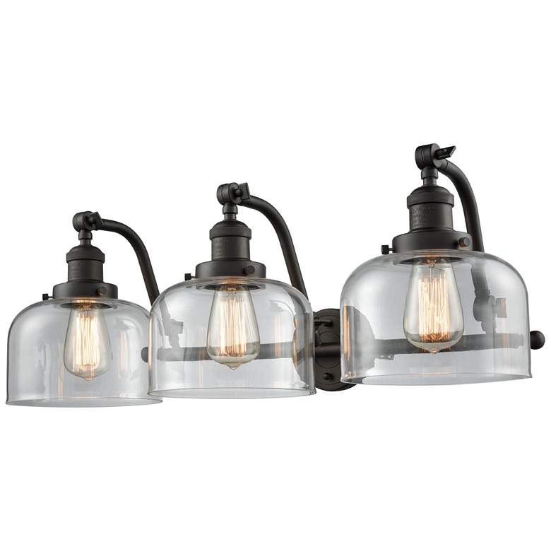 Image 1 Bell 8" 3 Light 28" LED Bath Light - Oil Rubbed Bronze - Clear Sh