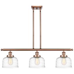 Bell 8" 3 Light 36" Island Light - Antique Copper  - Clear Deco S