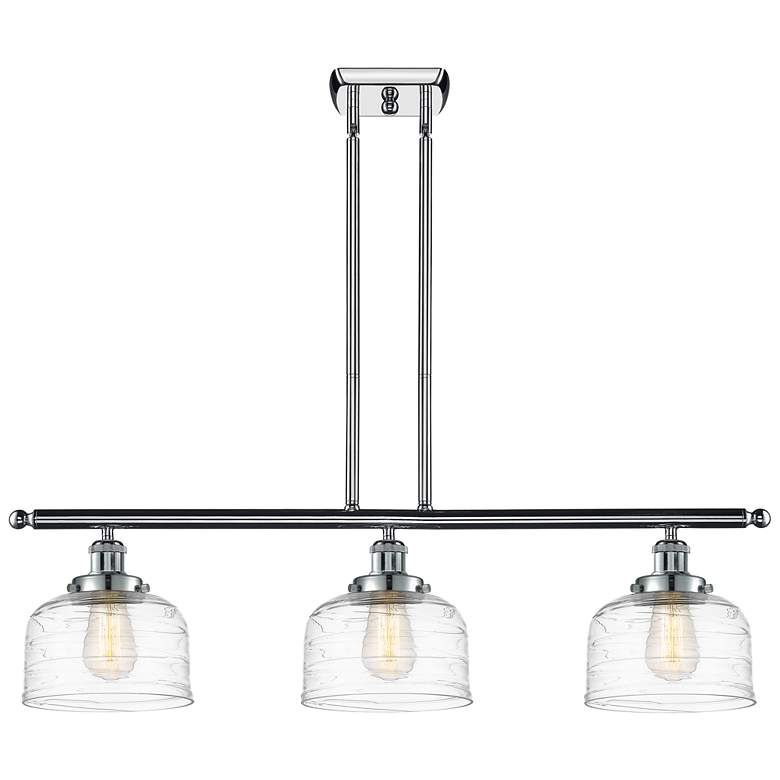Image 1 Bell 8 inch 3 Light 36 inch Island Light - Polished Chrome  - Clear Deco 