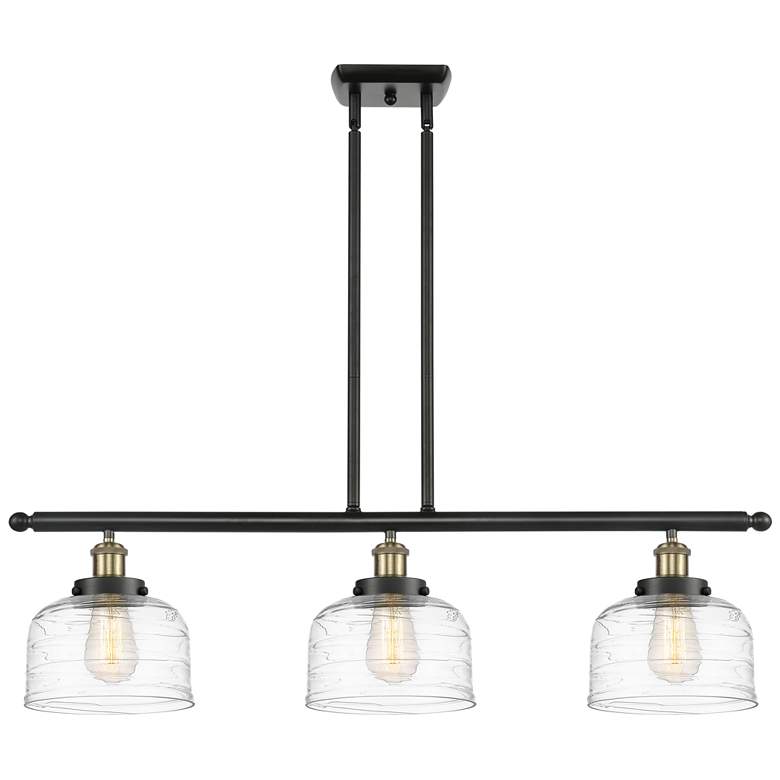 Image 1 Bell 8" 3 Light 36" LED Island Light - Black Brass - Clear Deco