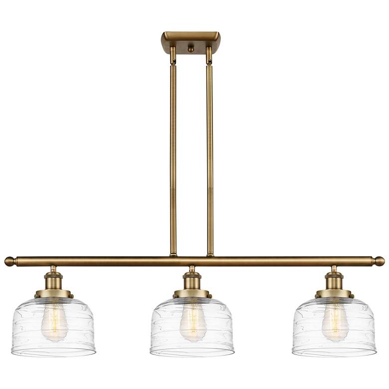 Image 1 Bell 8" 3 Light 36" LED Island Light - Brushed Brass - Clear Dec