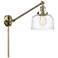 Bell 8" Antique Brass LED Swing Arm With Clear Deco Swirl Shade