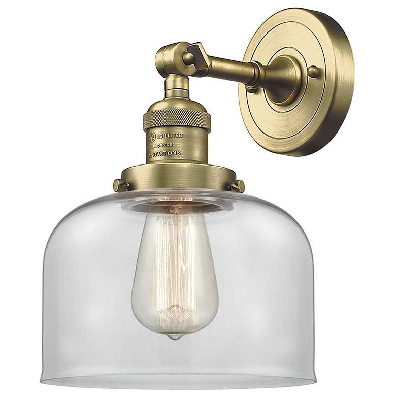 Image 1 Bell 8" Antique Brass Sconce w/ Clear Shade