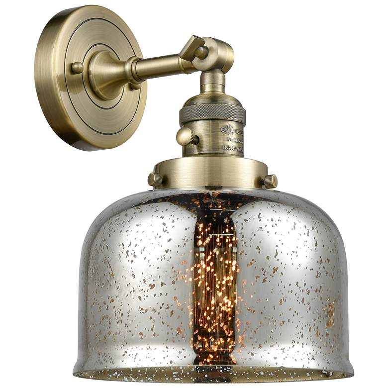 Image 1 Bell 8" Antique Brass Sconce w/ Silver Plated Mercury Shade