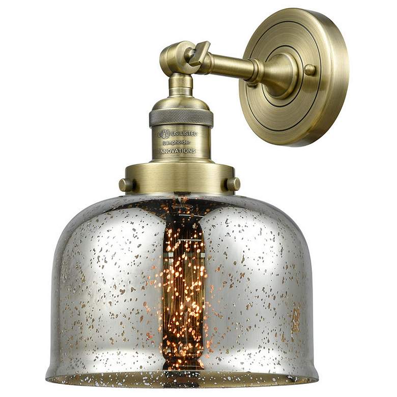 Image 1 Bell 8" Antique Brass Sconce w/ Silver Plated Mercury Shade