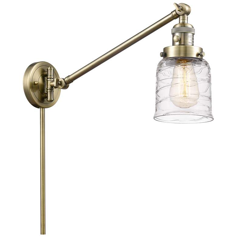 Image 1 Bell 8" Antique Brass Swing Arm With Deco Swirl Shade