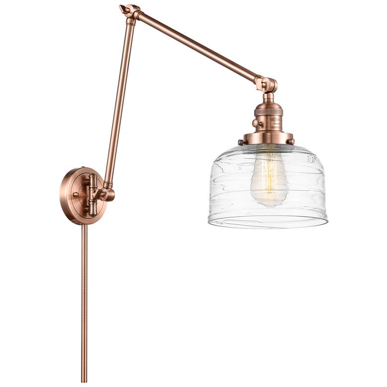 Image 1 Bell 8" Antique Copper Double Swing Arm With Clear Deco Swirl Shade