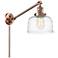 Bell 8" Antique Copper LED Swing Arm With Clear Deco Swirl Shade