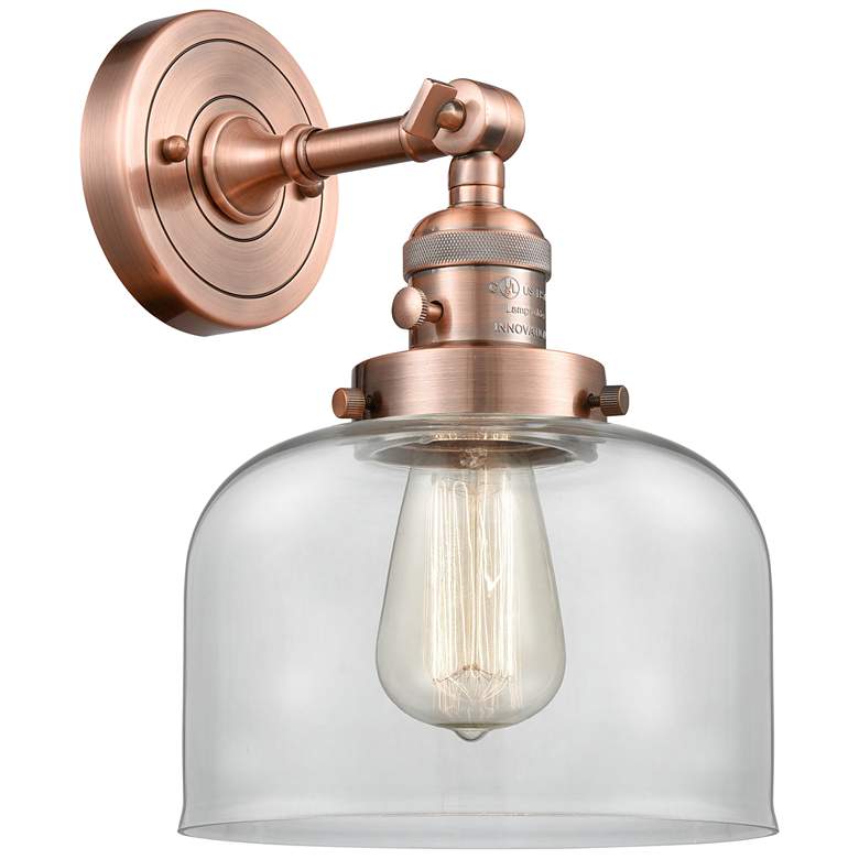 Image 1 Bell 8" Antique Copper Sconce w/ Clear Shade