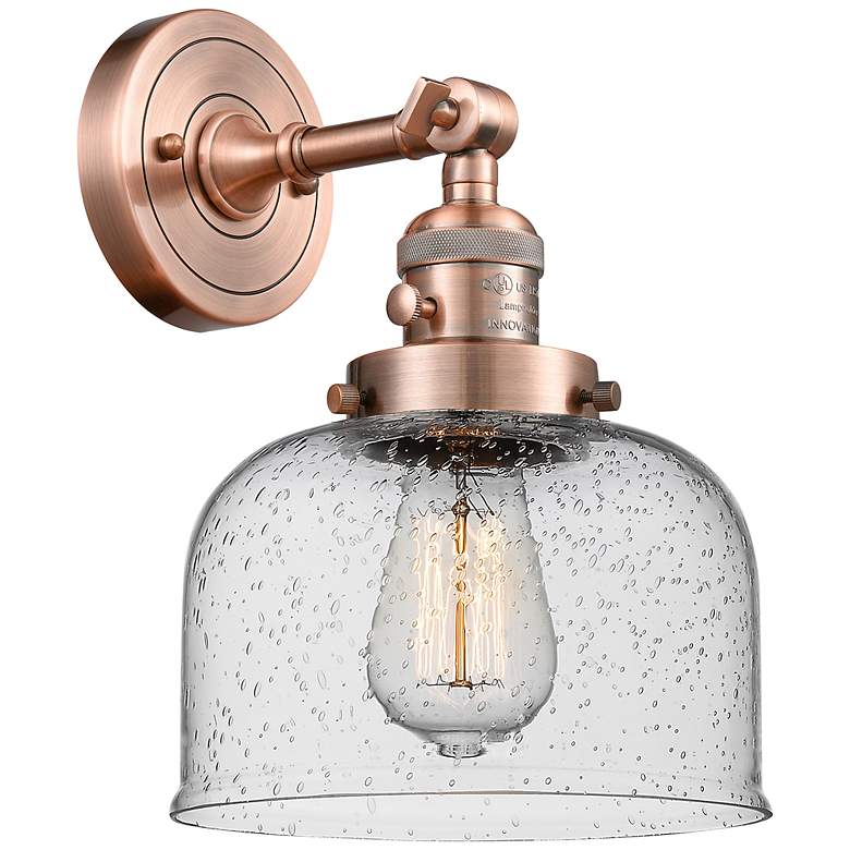 Image 1 Bell 8" Antique Copper Sconce w/ Seedy Shade