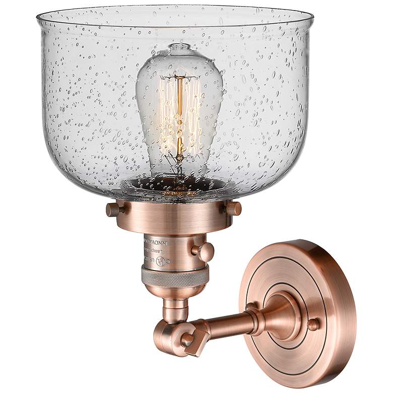 Image 3 Bell 8" Antique Copper Sconce w/ Seedy Shade more views