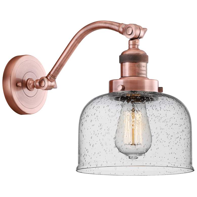 Image 1 Bell 8" Antique Copper Sconce w/ Seedy Shade