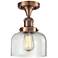 Bell 8" Antique Copper Semi Flush Mount w/ Clear Shade