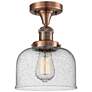Bell 8" Antique Copper Semi Flush Mount w/ Seedy Shade