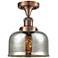 Bell 8" Antique Copper Semi Flush Mount w/ Silver Plated Mercury Shade