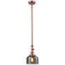 Bell 8" Antique Copper Tiltable Mini Pendant w/ Plated Smoke Shade