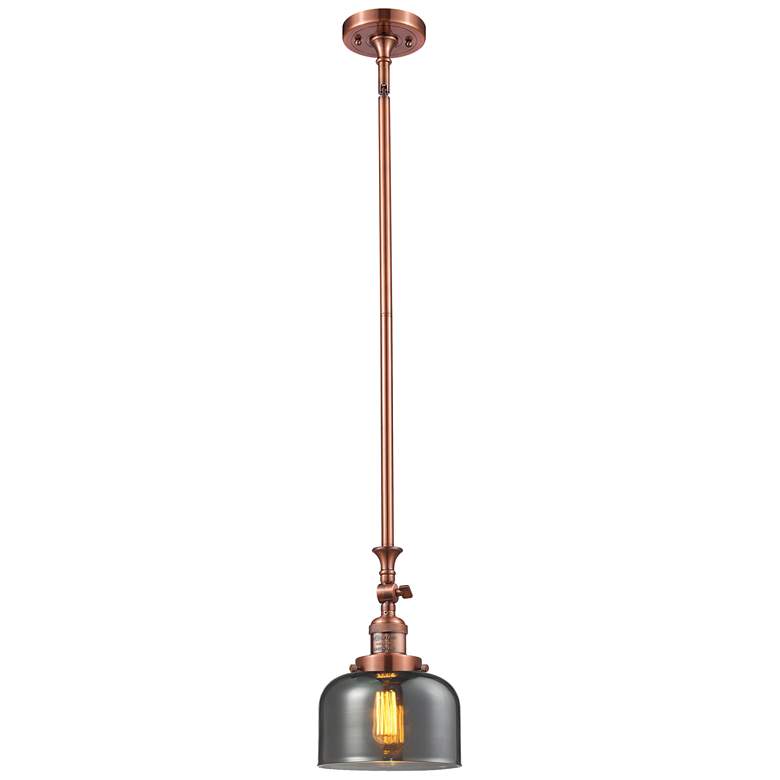 Image 1 Bell 8" Antique Copper Tiltable Mini Pendant w/ Plated Smoke Shade