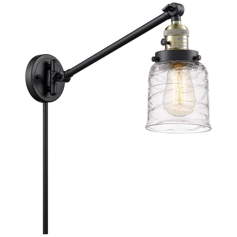 Image 1 Bell 8" Black Antique Brass LED Swing Arm With Deco Swirl Shade