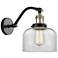 Bell 8" Black Antique Brass Sconce w/ Clear Shade