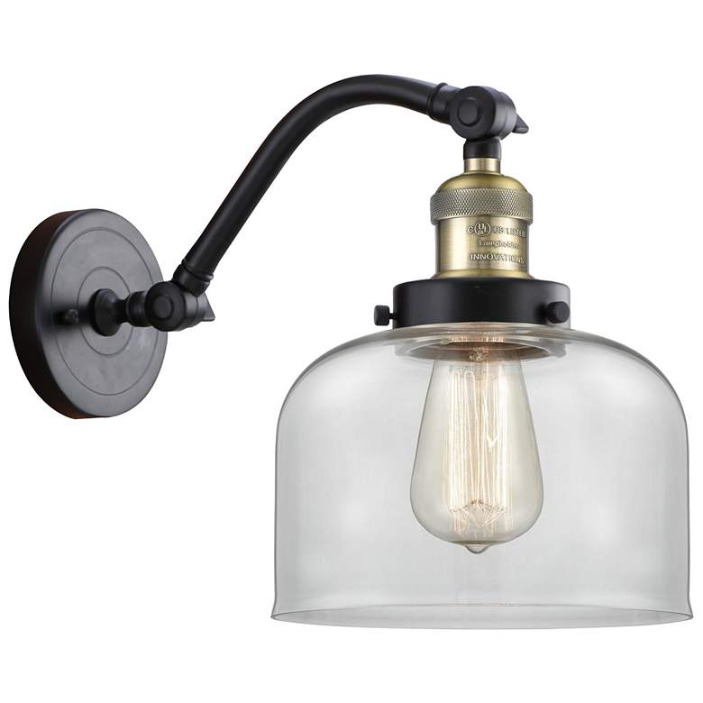 Image 1 Bell 8" Black Antique Brass Sconce w/ Clear Shade