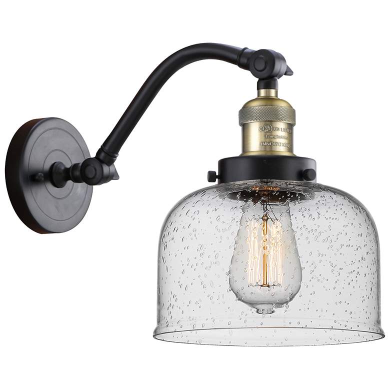Image 1 Bell 8" Black Antique Brass Sconce w/ Seedy Shade