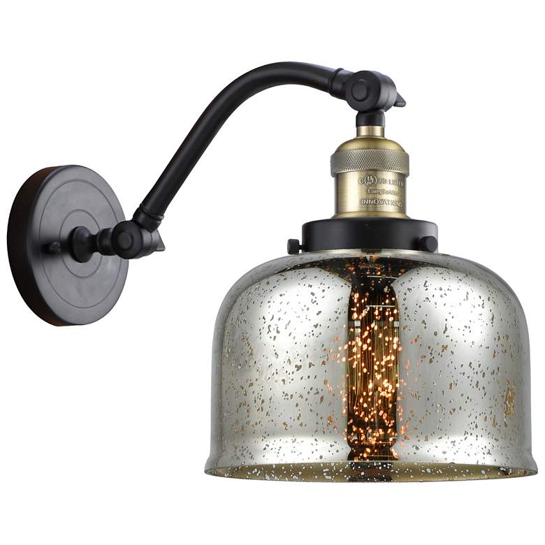 Image 1 Bell 8" Black Antique Brass Sconce w/ Silver Plated Mercury Shade
