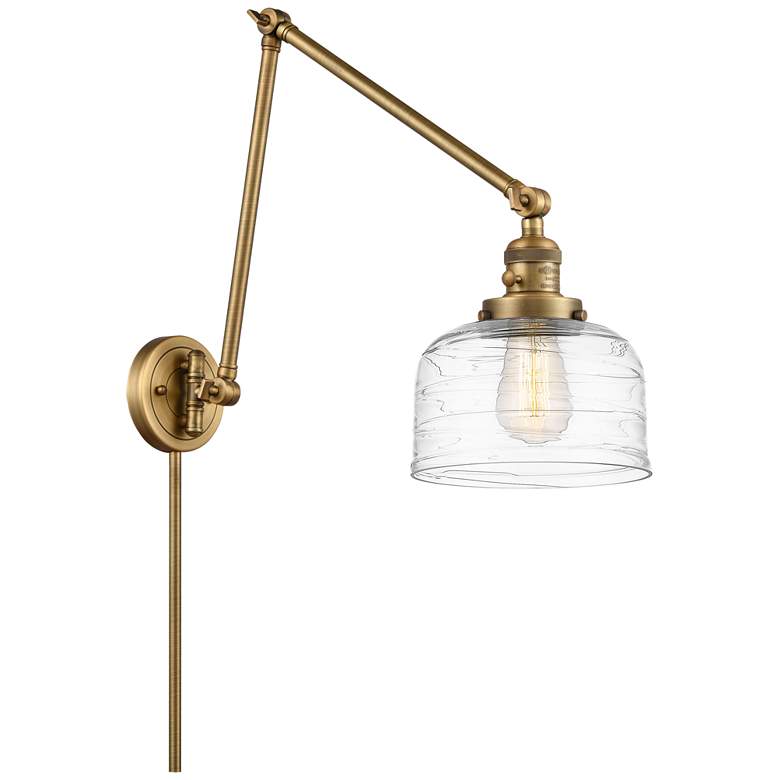 Image 1 Bell 8" Brushed Brass LED Double Swing Arm With Clear Deco Swirl Shade
