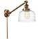Bell 8" Brushed Brass LED Swing Arm With Clear Deco Swirl Shade