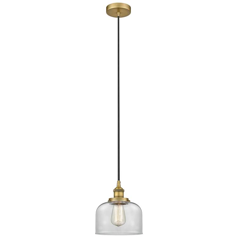 Image 1 Bell 8" Brushed Brass Mini Pendant w/ Clear Shade
