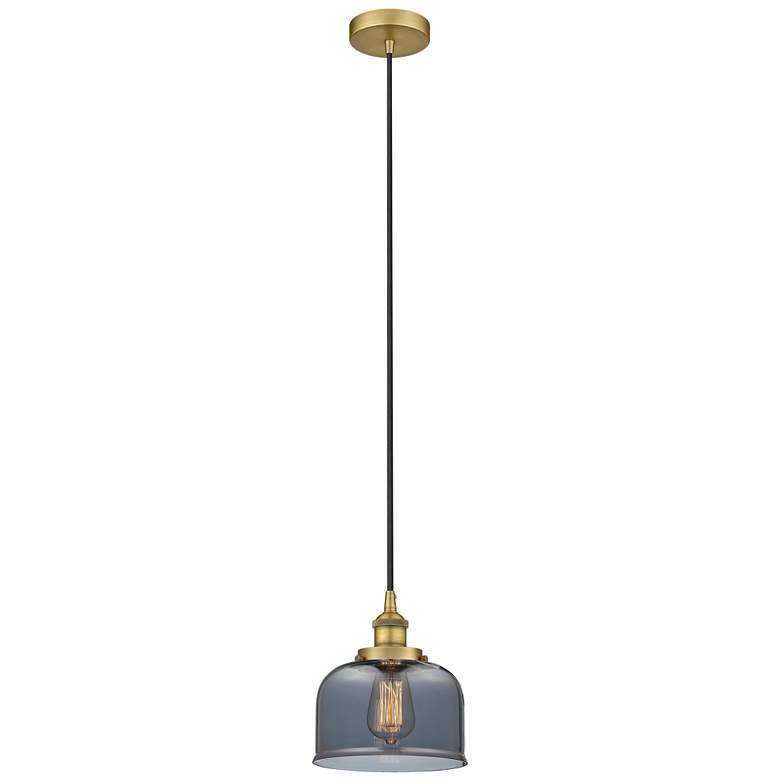 Image 1 Bell 8" Brushed Brass Mini Pendant w/ Plated Smoke Shade