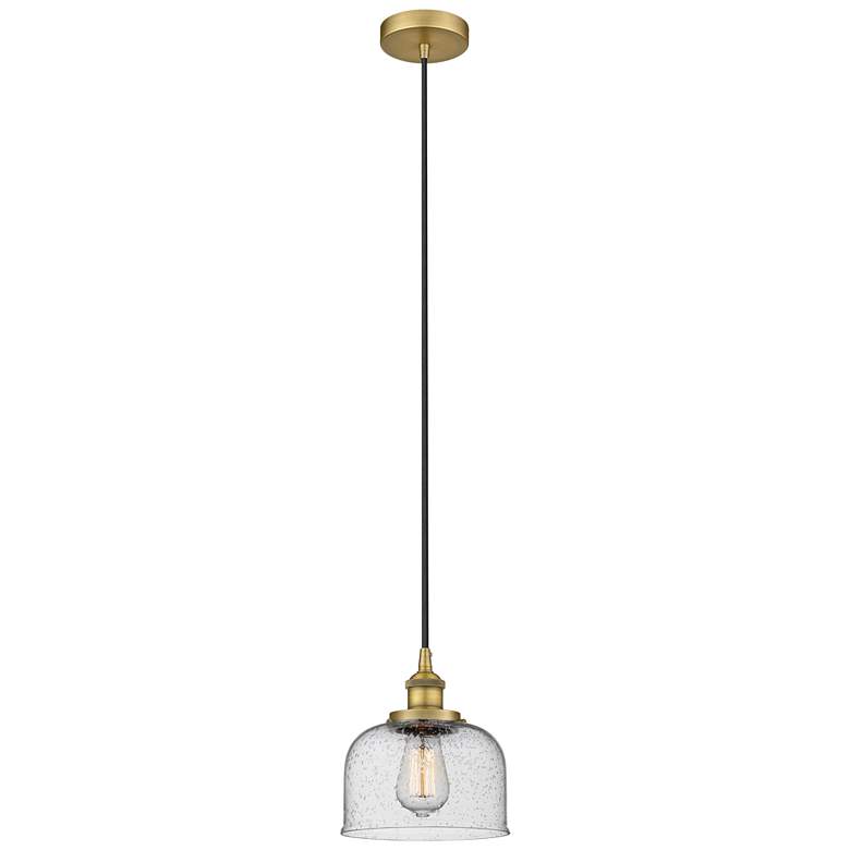 Image 1 Bell 8" Brushed Brass Mini Pendant w/ Seedy Shade
