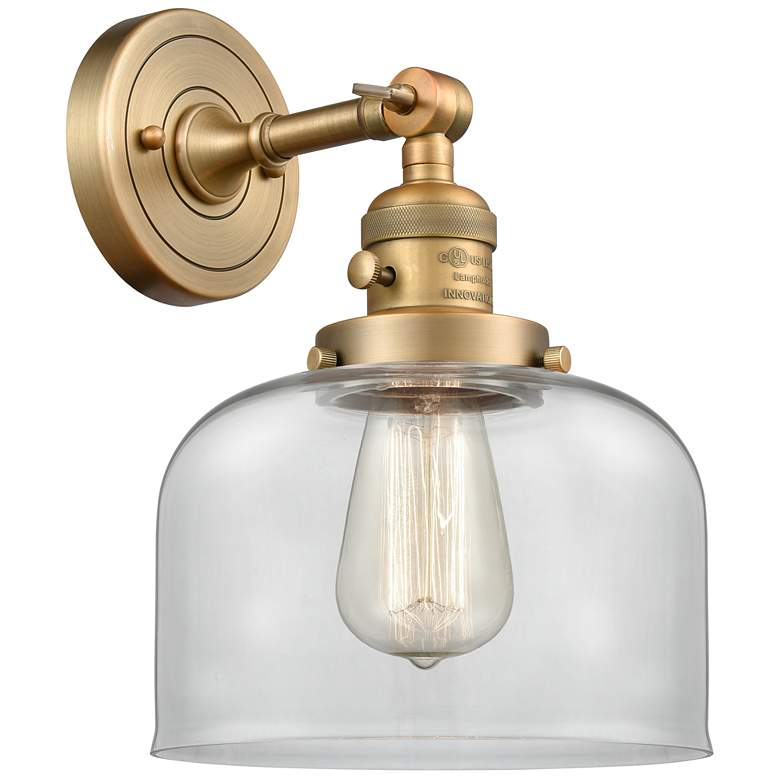 Image 1 Bell 8" Brushed Brass Sconce w/ Clear Shade