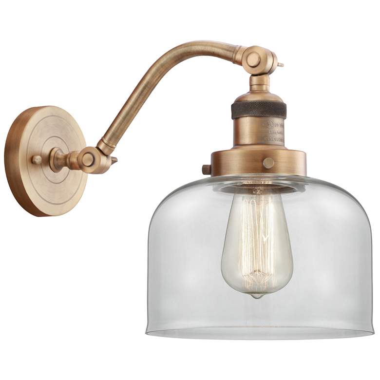 Image 1 Bell 8" Brushed Brass Sconce w/ Clear Shade
