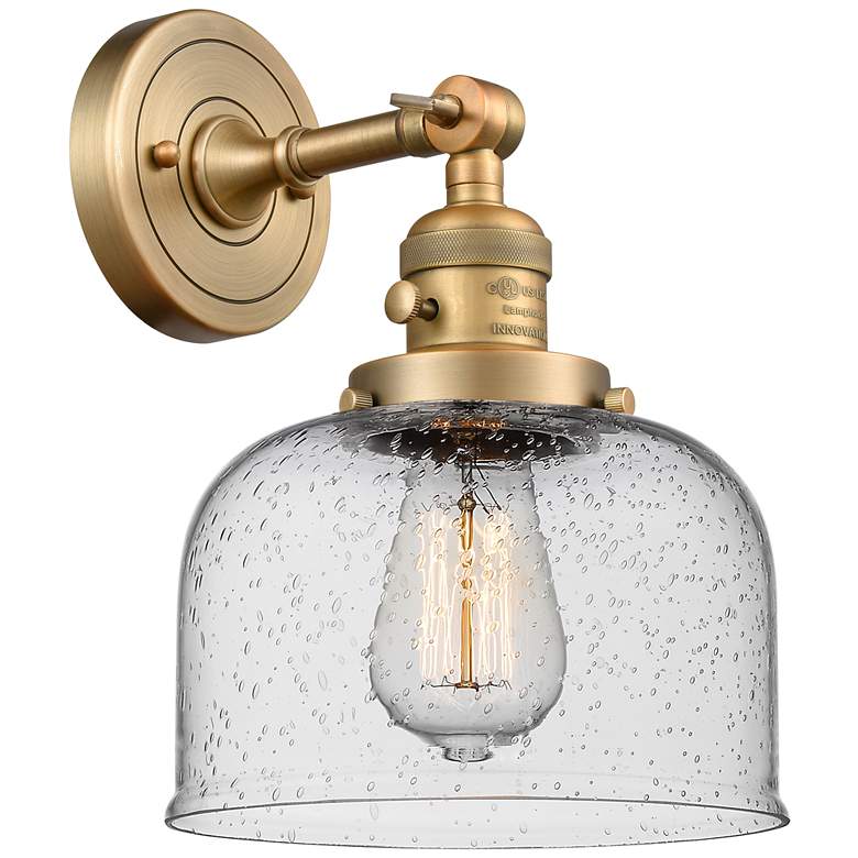 Image 1 Bell 8" Brushed Brass Sconce w/ Seedy Shade