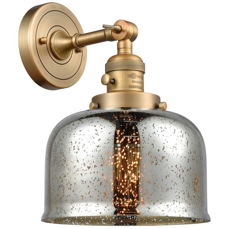 Image 1 Bell 8" Brushed Brass Sconce w/ Silver Plated Mercury Shade