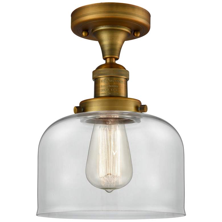 Image 1 Bell 8" Brushed Brass Semi Flush Mount w/ Clear Shade