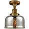 Bell 8" Brushed Brass Semi Flush Mount w/ Silver Plated Mercury Shade