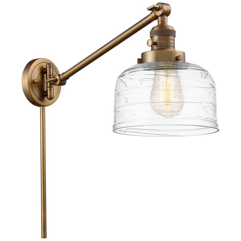 Image 1 Bell 8" Brushed Brass Swing Arm With Clear Deco Swirl Shade