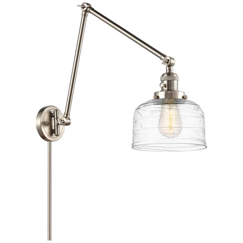 Image 1 Bell 8" Brushed Nickel LED Double Swing Arm With Clear Deco Swirl Shad
