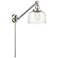 Bell 8" Brushed Satin Nickel LED Swing Arm With Clear Deco Swirl Shade